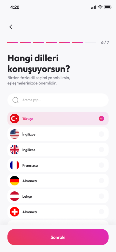 Dil seçimi
