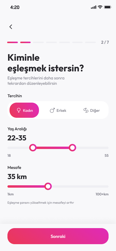 Eşleşme tercihleri